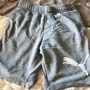 Puma Light Gray Athletic Shorts with White Logo